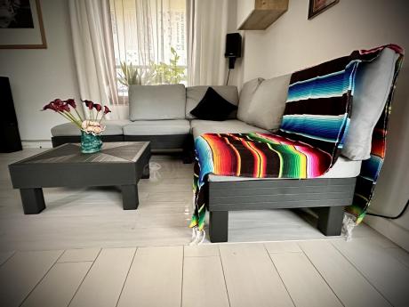 Zestaw mebli modułowych na taras dla 5 osób Elements grafit