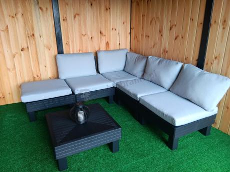 Zestaw mebli modułowych na taras dla 5 osób Elements grafit