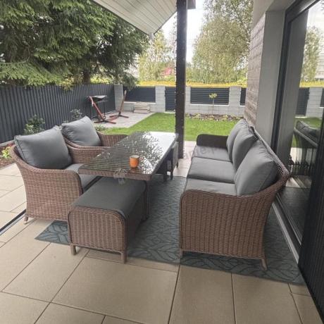 Zestaw mebli na taras dla 7 osób z sofą 180cm Novici Dining Brown
