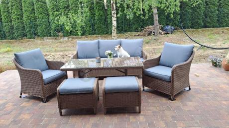 Zestaw mebli na taras dla 7 osób z sofą 180cm Novici Dining Brown