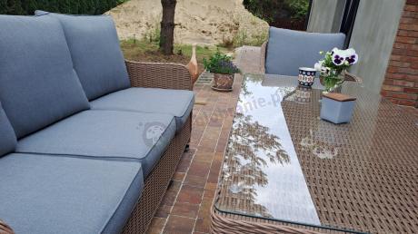 Zestaw mebli na taras dla 7 osób z sofą 180cm Novici Dining Brown