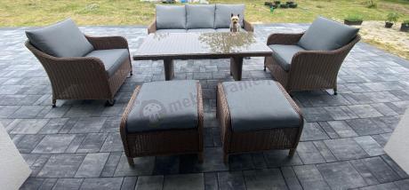 Zestaw mebli na taras dla 7 osób z sofą 180cm Novici Dining Brown