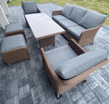 Zestaw mebli na taras dla 7 osób z sofą 180cm Novici Dining Brown