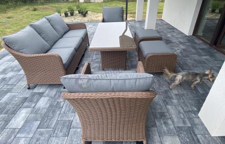 Zestaw mebli na taras dla 7 osób z sofą 180cm Novici Dining Brown