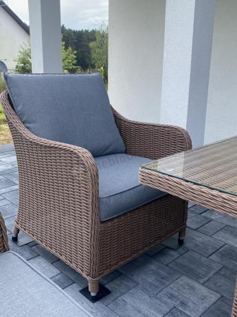 Zestaw mebli na taras dla 7 osób z sofą 180cm Novici Dining Brown