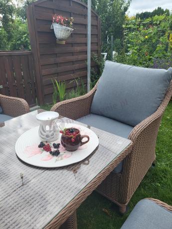 Zestaw mebli na taras dla 7 osób z sofą 180cm Novici Dining Brown