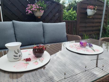 Zestaw mebli na taras dla 7 osób z sofą 180cm Novici Dining Brown