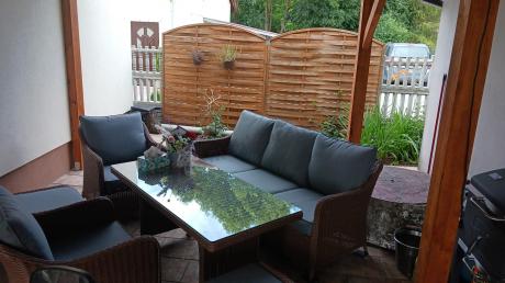 Zestaw mebli na taras dla 7 osób z sofą 180cm Novici Dining Brown