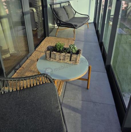 Zestaw mebli na taras Lorano z dwoma stolikami Antracite