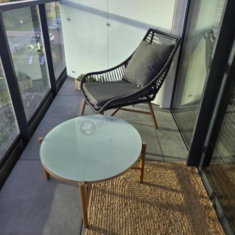 Zestaw mebli na taras Lorano z dwoma stolikami Antracite