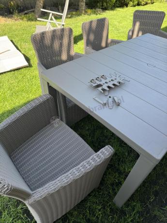 Zestaw mebli obiadowych do ogrodu dla 10 osób z dużym stołem Meblobranie TJD10 cappuccino