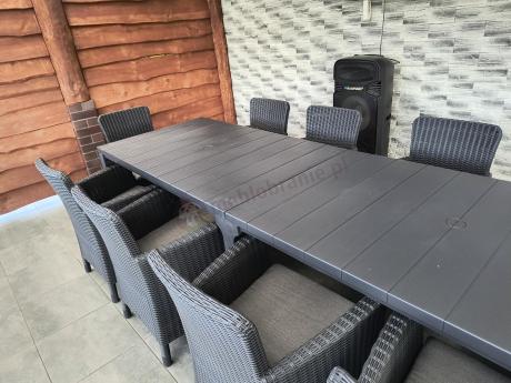 Zestaw mebli obiadowych do ogrodu dla 10 osób z dużym stołem Meblobranie TJD10 grafit