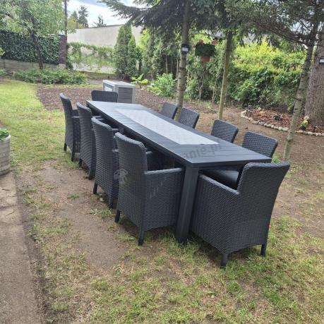 Zestaw mebli obiadowych do ogrodu dla 10 osób z dużym stołem Meblobranie TJD10 grafit