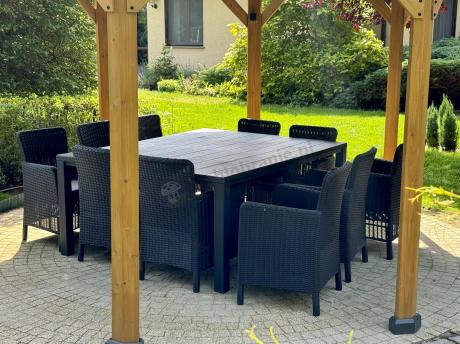 Zestaw mebli obiadowych do ogrodu dla 10 osób z dużym stołem Meblobranie TJD10 grafit