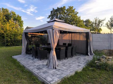 Zestaw mebli obiadowych do ogrodu dla 10 osób z dużym stołem Meblobranie TJD10 grafit