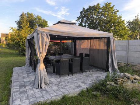 Zestaw mebli obiadowych do ogrodu dla 10 osób z dużym stołem Meblobranie TJD10 grafit