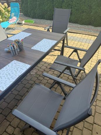 Zestaw mebli obiadowych z dużym stołem 200cm i 6 składanymi krzesłami - Portis Nova 1+6