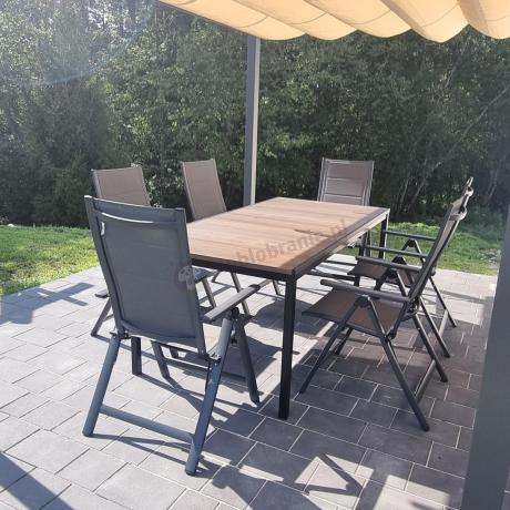 Zestaw mebli obiadowych z dużym stołem 200cm i 6 składanymi krzesłami - Portis Nova 1+6