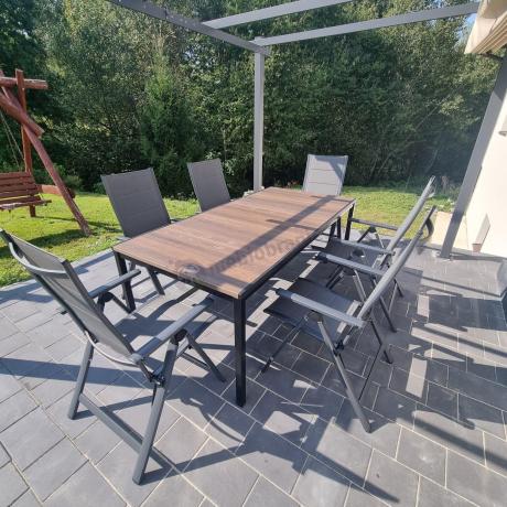 Zestaw mebli obiadowych z dużym stołem 200cm i 6 składanymi krzesłami - Portis Nova 1+6