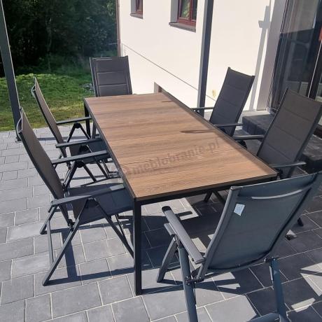 Zestaw mebli obiadowych z dużym stołem 200cm i 6 składanymi krzesłami - Portis Nova 1+6