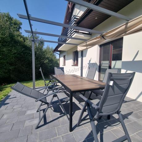 Zestaw mebli obiadowych z dużym stołem 200cm i 6 składanymi krzesłami - Portis Nova 1+6