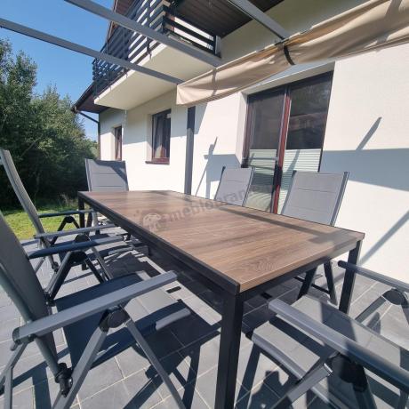 Zestaw mebli obiadowych z dużym stołem 200cm i 6 składanymi krzesłami - Portis Nova 1+6