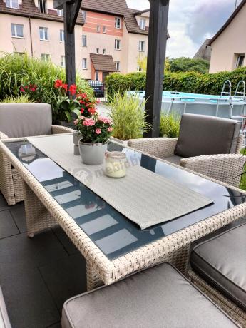 Zestaw mebli obiadowych z technorattanu Cofete Dining – Grey