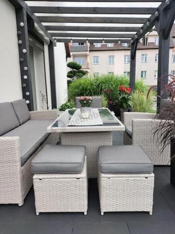 Zestaw mebli obiadowych z technorattanu Cofete Dining – Grey