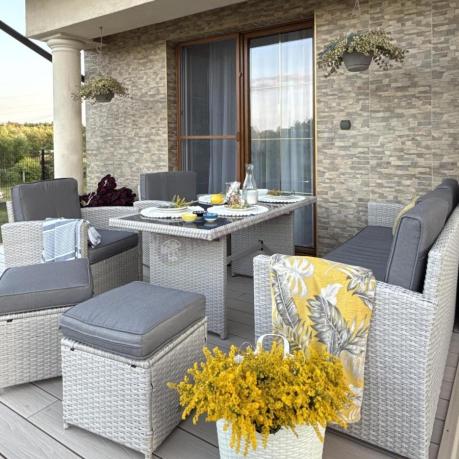 Zestaw mebli obiadowych z technorattanu Cofete Dining – Grey