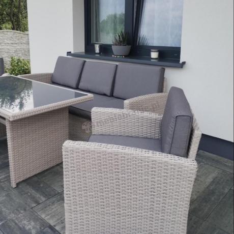 Zestaw mebli obiadowych z technorattanu Cofete Dining – Grey