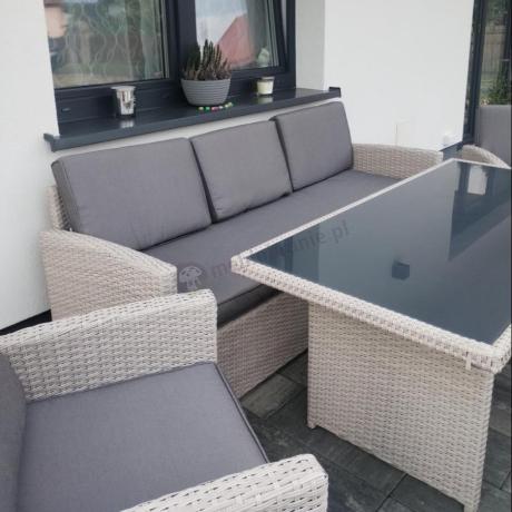 Zestaw mebli obiadowych z technorattanu Cofete Dining – Grey