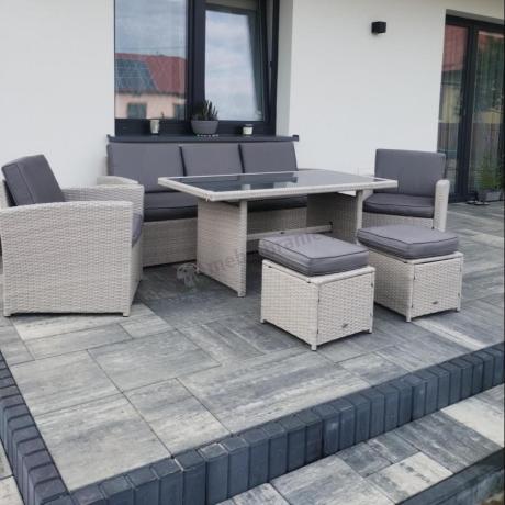 Zestaw mebli obiadowych z technorattanu Cofete Dining – Grey