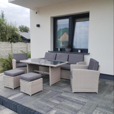 Zestaw mebli obiadowych z technorattanu Cofete Dining – Grey