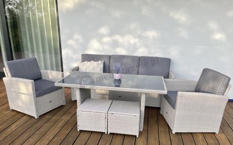 Zestaw mebli obiadowych z technorattanu Cofete Dining – Grey