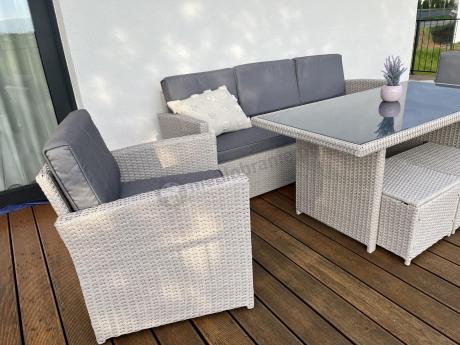 Zestaw mebli obiadowych z technorattanu Cofete Dining – Grey