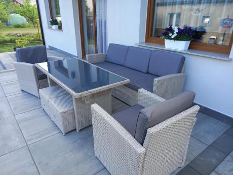 Zestaw mebli obiadowych z technorattanu Cofete Dining – Grey