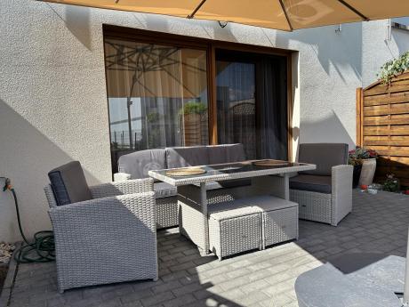 Zestaw mebli obiadowych z technorattanu Cofete Dining – Grey