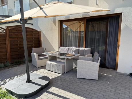 Zestaw mebli obiadowych z technorattanu Cofete Dining – Grey