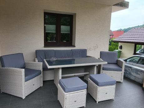 Zestaw mebli obiadowych z technorattanu Cofete Dining – Grey
