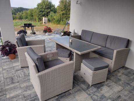 Zestaw mebli obiadowych z technorattanu Cofete Dining – Grey