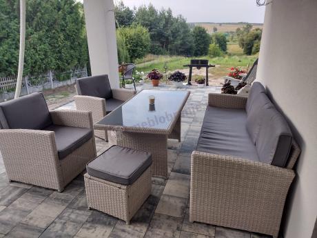 Zestaw mebli obiadowych z technorattanu Cofete Dining – Grey