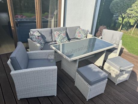 Zestaw mebli obiadowych z technorattanu Cofete Dining – Grey