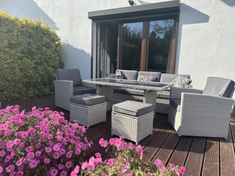 Zestaw mebli obiadowych z technorattanu Cofete Dining – Grey