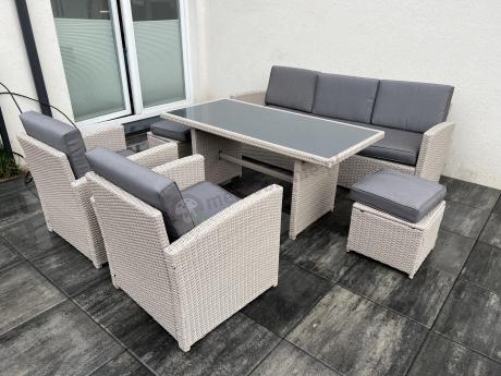 Zestaw mebli obiadowych z technorattanu Cofete Dining – Grey