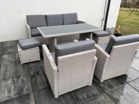 Zestaw mebli obiadowych z technorattanu Cofete Dining – Grey