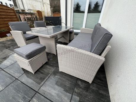 Zestaw mebli obiadowych z technorattanu Cofete Dining – Grey