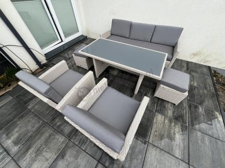 Zestaw mebli obiadowych z technorattanu Cofete Dining – Grey