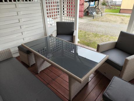 Zestaw mebli obiadowych z technorattanu Cofete Dining – Grey