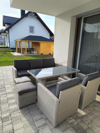 Zestaw mebli obiadowych z technorattanu Cofete Dining – Grey