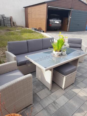 Zestaw mebli obiadowych z technorattanu Cofete Dining – Grey